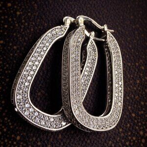 Silver earrings with rhinestones